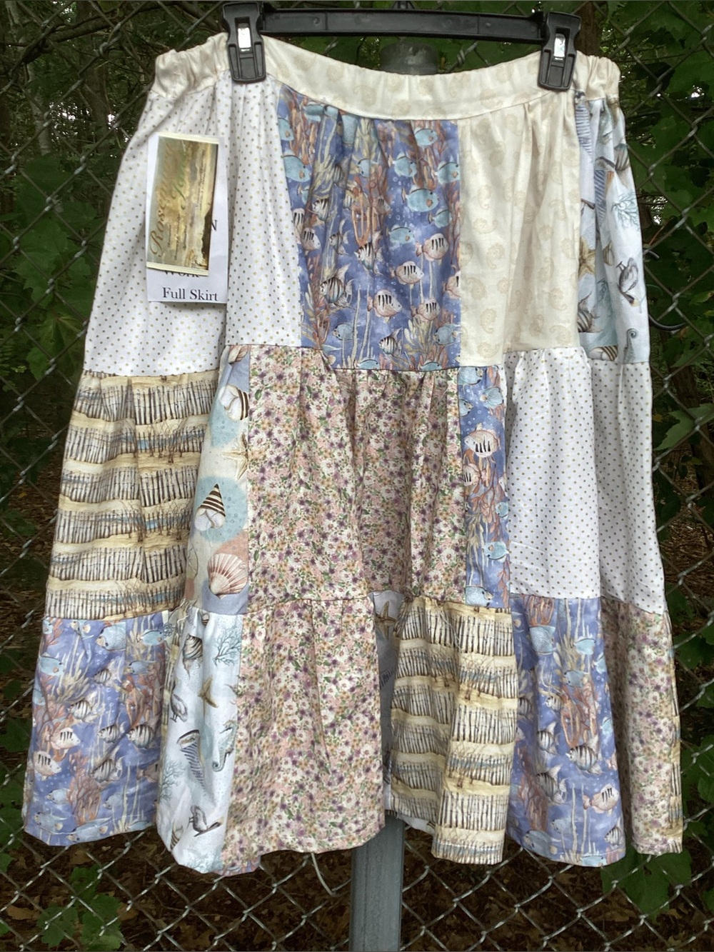 L Beach Themed Tiered Patchwork Full Skirt - Picture 2 of 4
